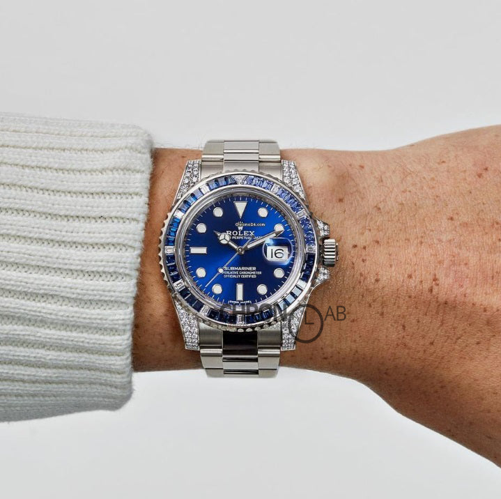 Submariner Date 116610LN Blue Dial With Diamond Lugs And Bezel