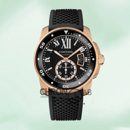 Calibre W7100052 42mm Men’s Rubber Band Rose Gold