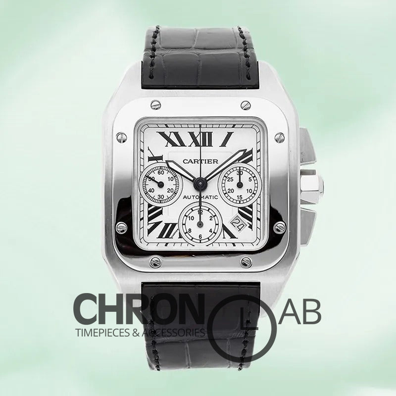Santos W20090X8 Men’s 42mm Automatic White Dial Chronograph