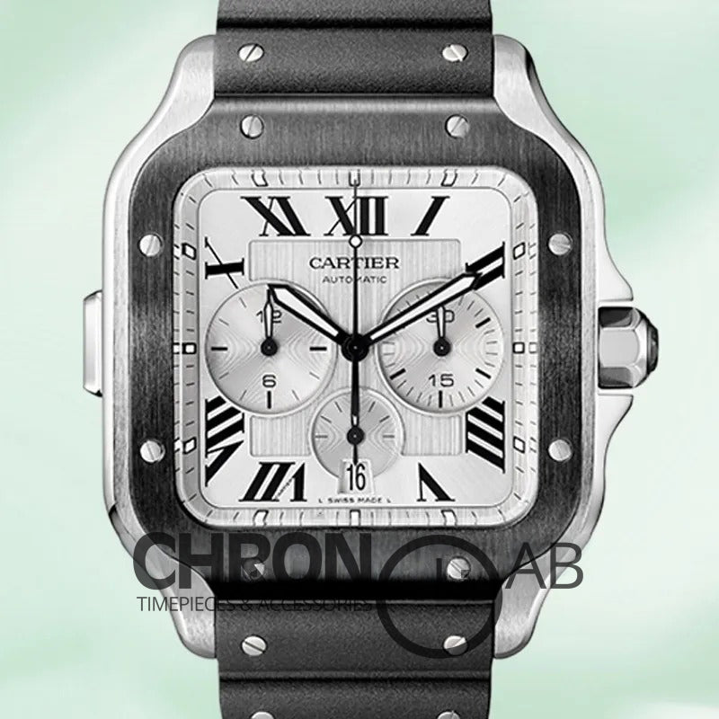 Santos 43mm WSSA0017 Men’s Silver Dial Chronograph