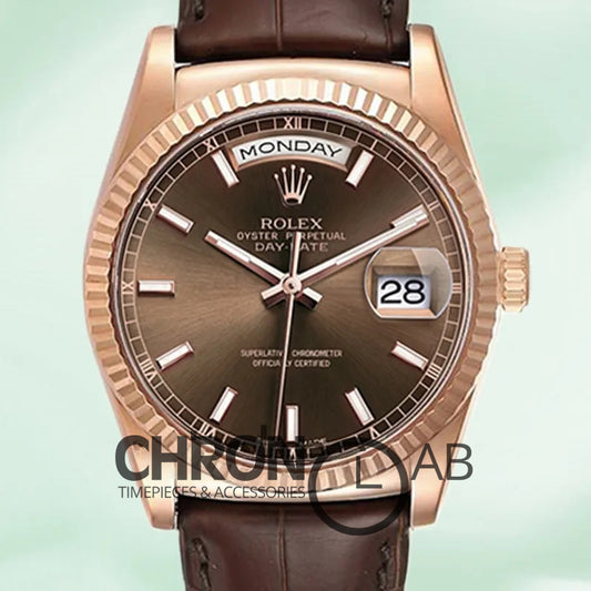 Day-Date 36mm 118135 Leather Strap Clone