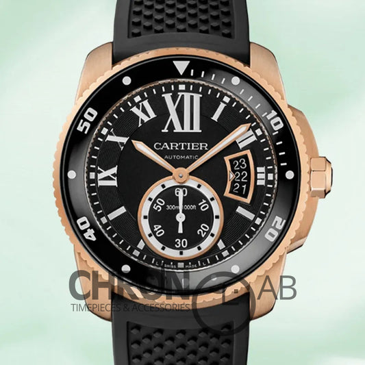 Calibre W7100052 42mm Men’s Rubber Band Rose Gold