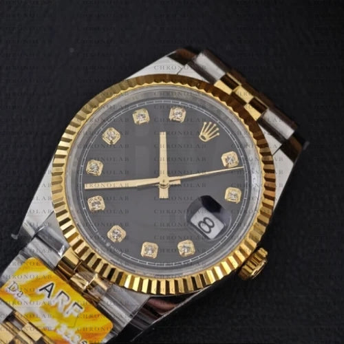 Rolex Datejust 36mm 126233 Two-Tone Yellow Gold/Steel Black Dial Diamond Markers Jubilee (AR Factory ARF Edition / SH3235 Movement)