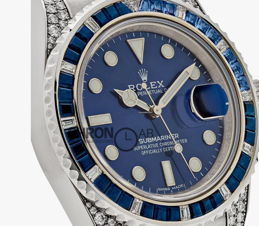 Submariner Date 116610LN Blue Dial With Diamond Lugs And Bezel