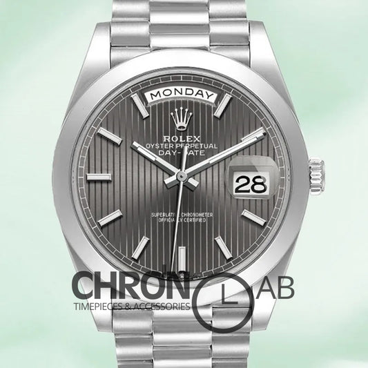 Day-Date 40mm m228206-0011 Silver Dark Rhodium Dial Clone