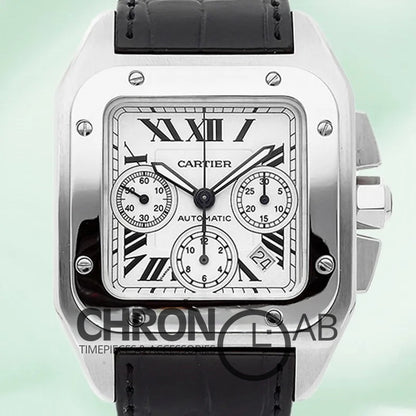Santos W20090X8 Men’s 42mm Automatic White Dial Chronograph
