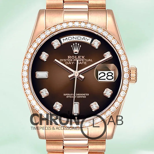 Day-Date 36mm M128345RBR-0040 Brown Dial Rose Gold Clone