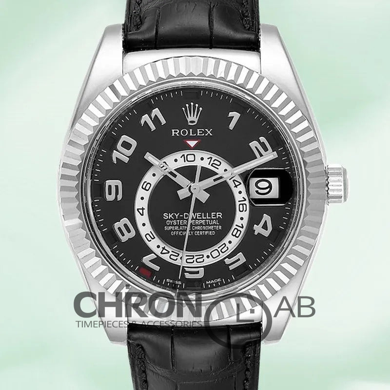 Sky-Dweller 326139BKAL 42mm Leather Strap Black Dial Clone