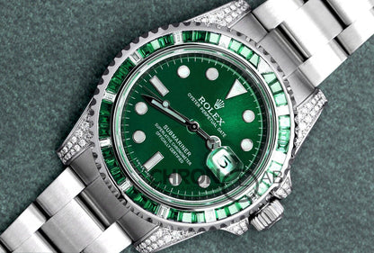 Submariner Date 116610LN Green Dial With Diamond Lugs And Bezel