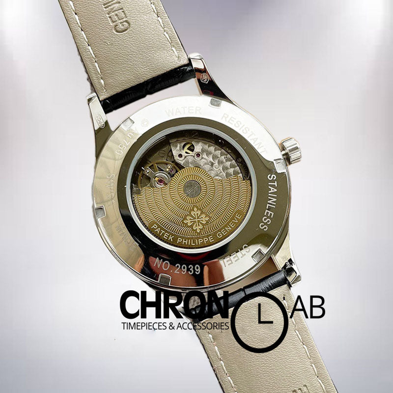 Calatrava 5227G-001 Men's 40mm Silver-tone Leather Strap