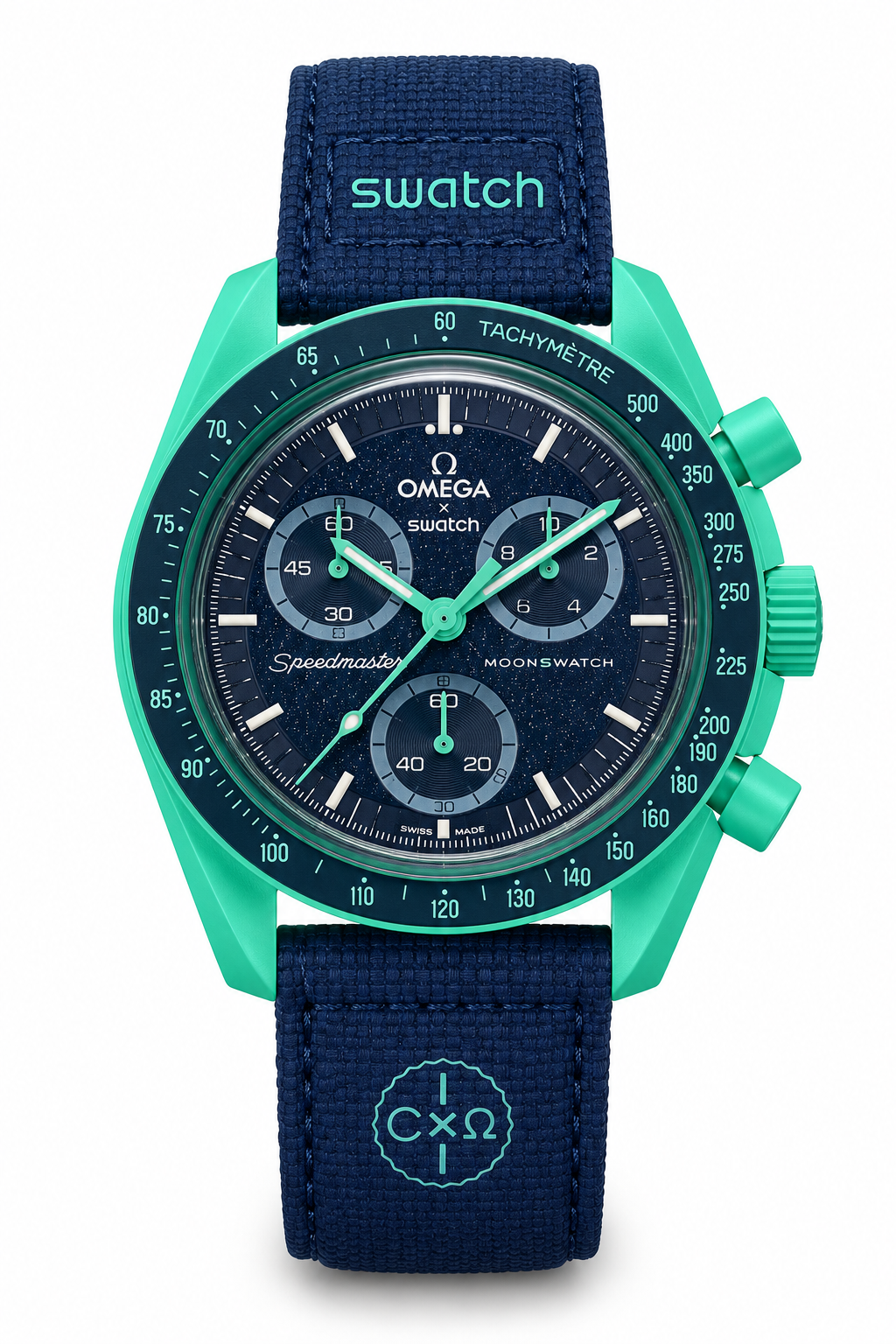Swatch x Omega MoonSwatch Mission on Earth Polar Lights Replica AA+ μπροστινή όψη