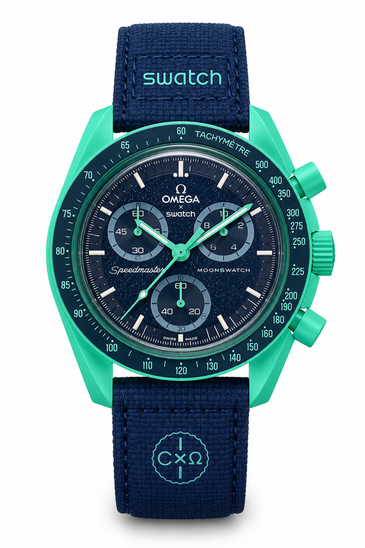 Swatch x Omega MoonSwatch Mission on Earth Polar Lights Replica AA+ μπροστινή όψη