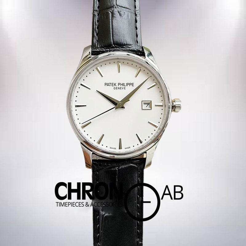 Calatrava 5227G-001 Men's 40mm Silver-tone Leather Strap