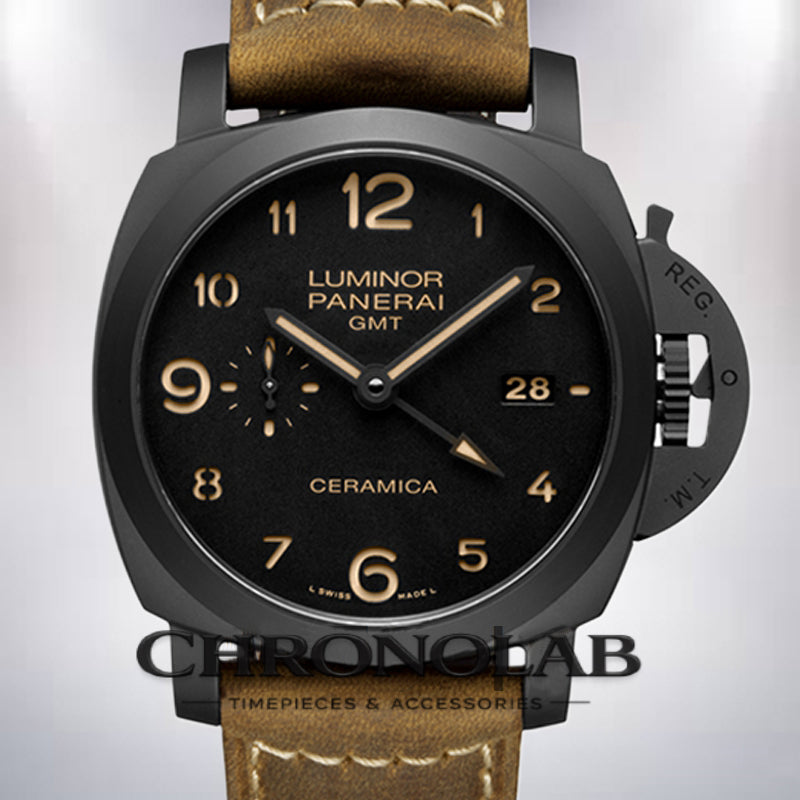 Panerai Luminor GMT PAM00441 Ceramica Men's 44mm Automatic Leather Strap