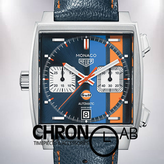 Monaco CAW211R.FC6401 41mm Men's Leather Strap Quartz