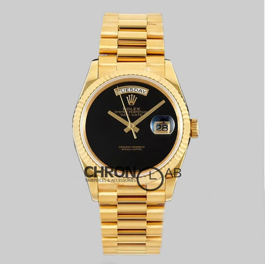 Day-Date 36 128238 Black Dial in Gold