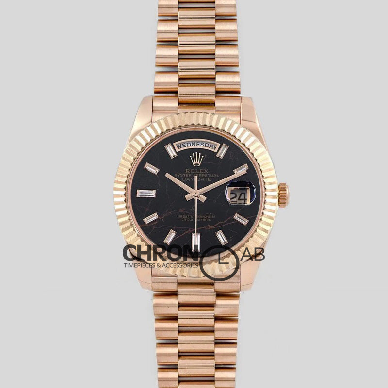 Day-Date 3640 128235 Eisenkiesel (Quartz Stone) Dial Diamond Markers in Everose Gold