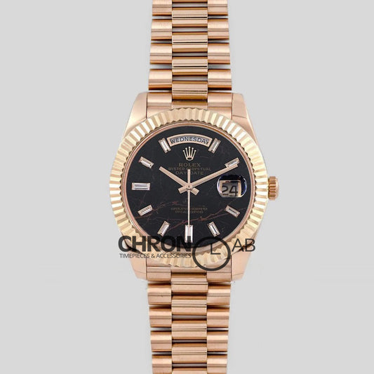 Day-Date 3640 128235 Eisenkiesel (Quartz Stone) Dial Diamond Markers in Everose Gold