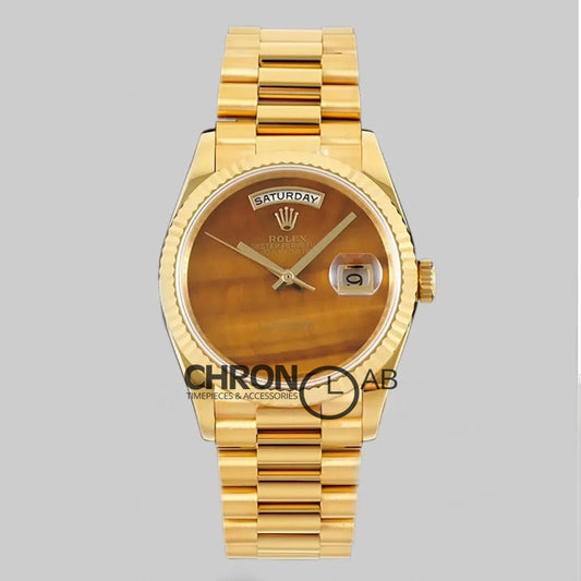Day-Date 36 128238 Brown Wave Dial in Gold