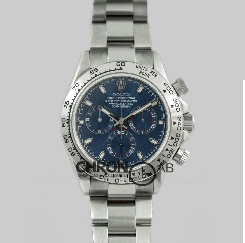 Cosmograph Daytona 116520 Blue Dial in White Gold