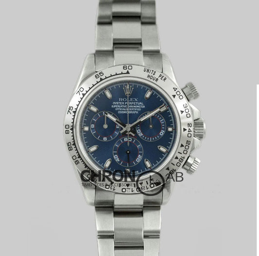 Cosmograph Daytona 116520 Blue Dial in White Gold