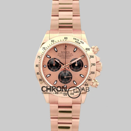 Cosmograph Daytona 116528 Pink Black Dial with Rose Gold Bracelet