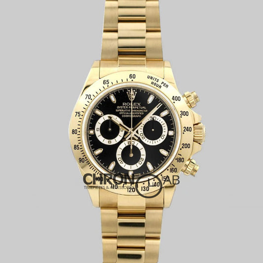 Cosmograph Daytona 116528 Black Dial with Yellow Gold Bracelet