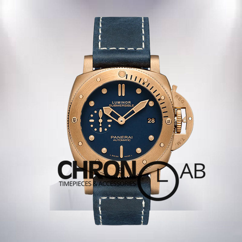 Submersible PAM01074 47mm Men's Blue Dial Rose Gold-tone