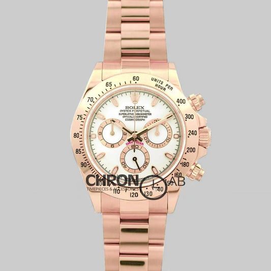 Cosmograph Daytona 116528 White Dial with Rose Gold Bracelet