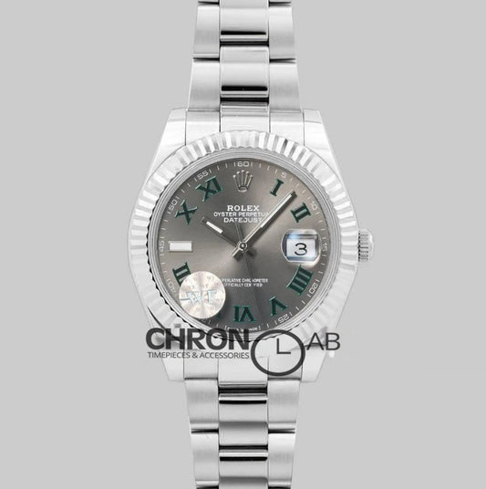 Datejust 3641 126334 Slate Dial Stick Markers on Oyster Bracelet