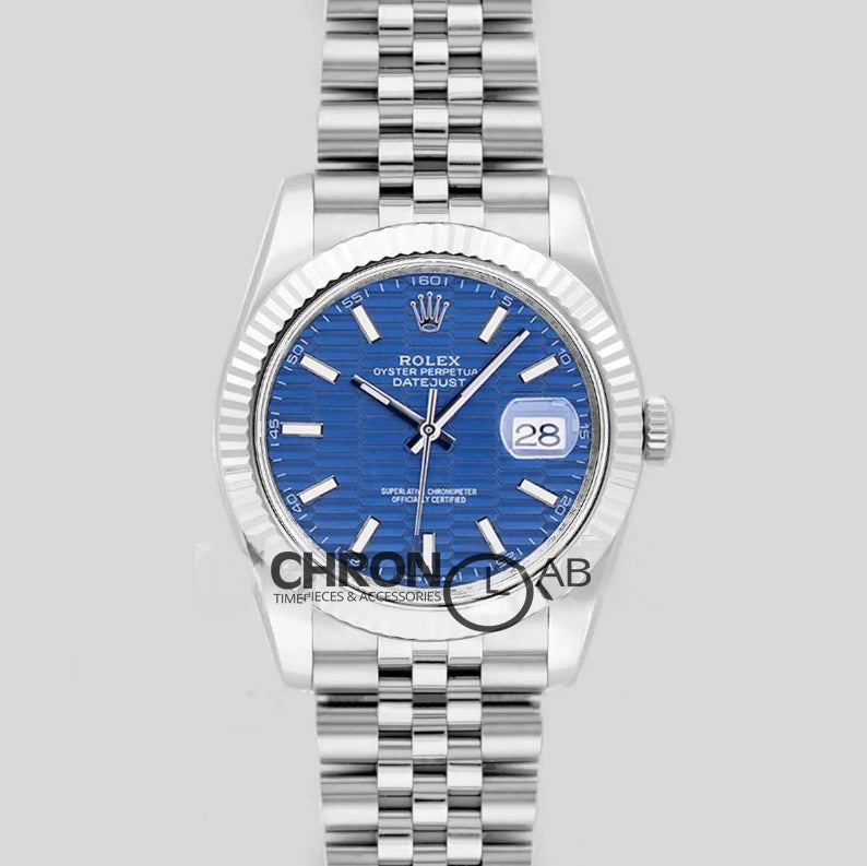 Datejust 3640 126234 Blue Motif Dial in Steel in Jubilee Bracelet