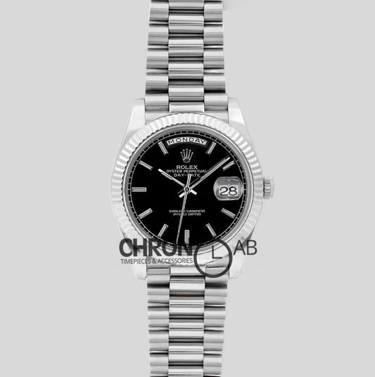 Day-Date 40 228235 Black Dial in White Gold with Diamond