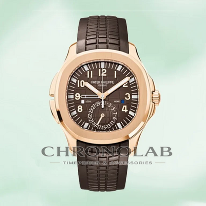 Aquanaut Travel Time Ref. 5164R-001 Rose Gold Brawn Rubber 40mm
