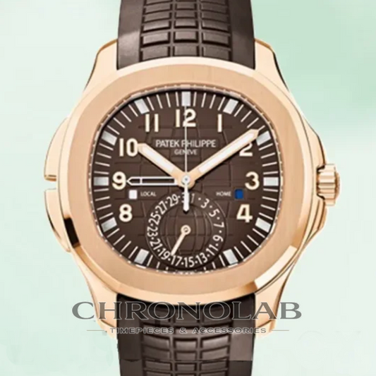Aquanaut Travel Time Ref. 5164R-001 Rose Gold Brawn Rubber 40mm