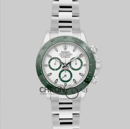 Cosmograph Daytona 116500LV White Dial Green Bezel