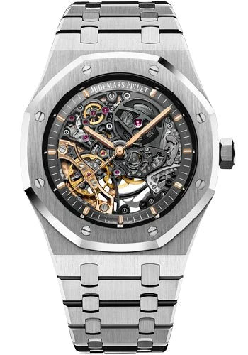 Audemars Piguet Royal Oak Double Balance Wheel Openworked Stainless Steel 41mm Black Skeleton Dial 15407ST.OO.1220ST.01