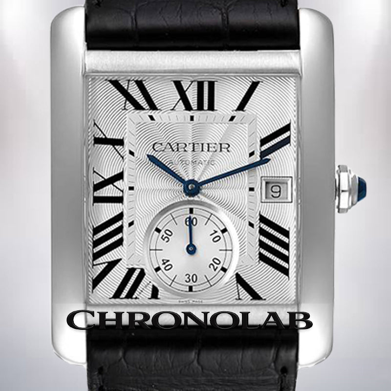 Cartier Tank MC replica ανδρικό ρολόι με ασημί καντράν και δερμάτινο λουράκι