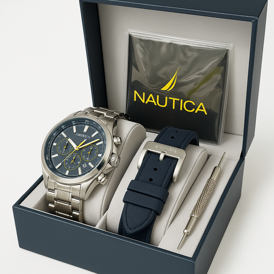 Nautica Ανδρικό Σετ Ρολογιού Chronograph Quartz 1+1 ΔΩΡΟ