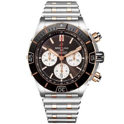 Breitling Chronomat 44mm two-tone black dial watch for men, automatic movement, steel and gold bracelet