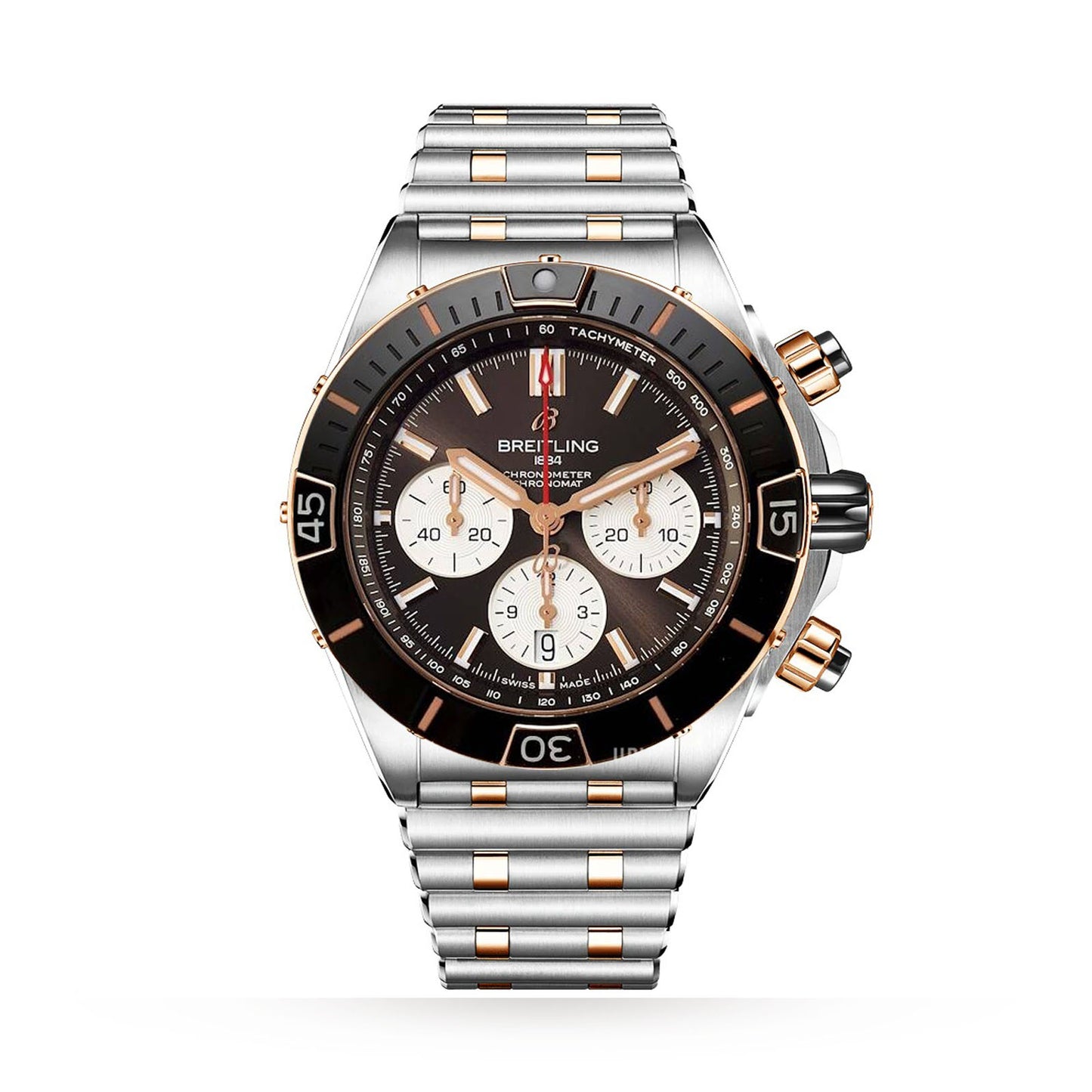 Chronomat 44mm two-tone black dial men's automatic watch with stainless steel and gold case