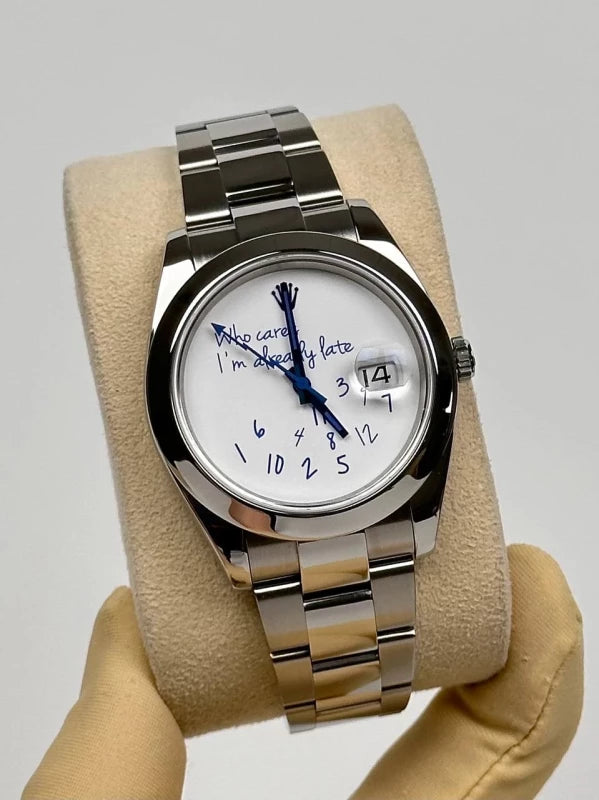 Luxury Men's Watch Custom Steel Datejust 41 Who Cares Edition - chronolab.gr bespoke timepieces.
