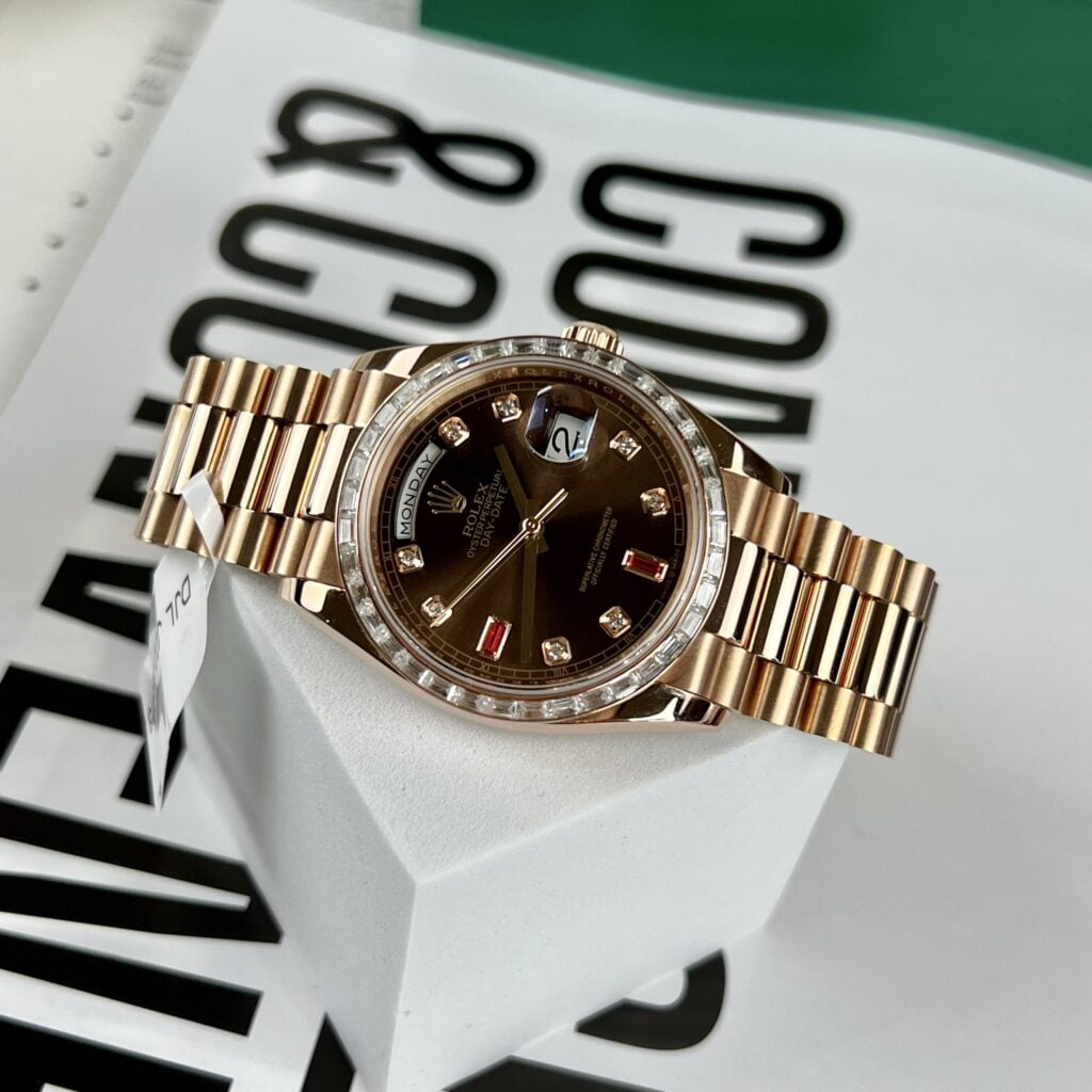Rolex Day-Date Best Replica Watch Gold Wrapped + Diamonds Moissanite Baguette 36mm