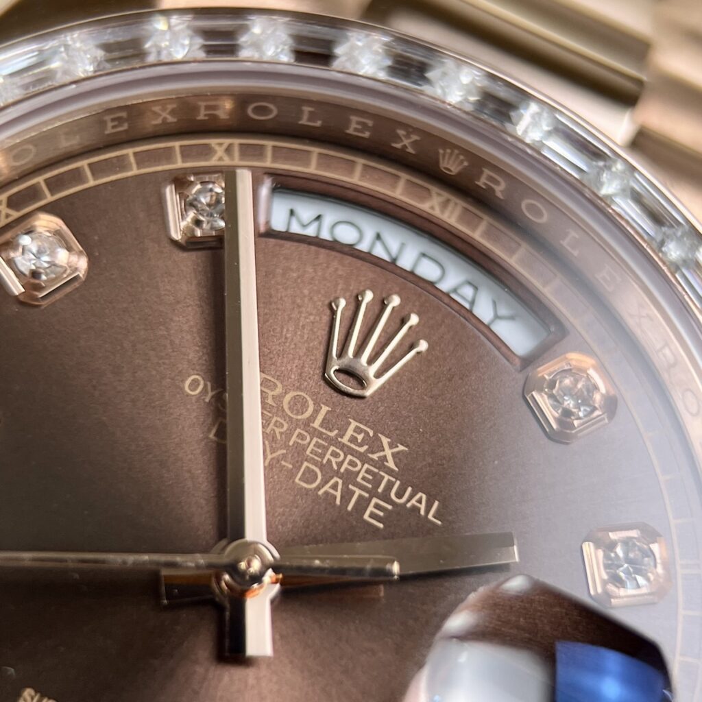 Rolex Day-Date Best Replica Watch Gold Wrapped + Diamonds Moissanite Baguette 36mm