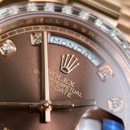 Rolex Day-Date Best Replica Watch Gold Wrapped + Diamonds Moissanite Baguette 36mm