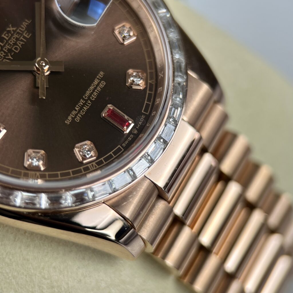 Rolex Day-Date Best Replica Watch Gold Wrapped + Diamonds Moissanite Baguette 36mm