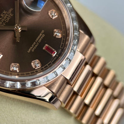 Rolex Day-Date Best Replica Watch Gold Wrapped + Diamonds Moissanite Baguette 36mm