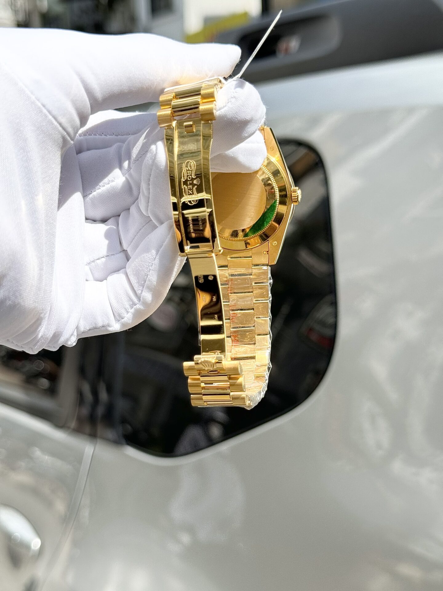 Rolex Day-Date Replica Watch Diamond Moissanite Baguette Gold Wrapped 40mm Clone