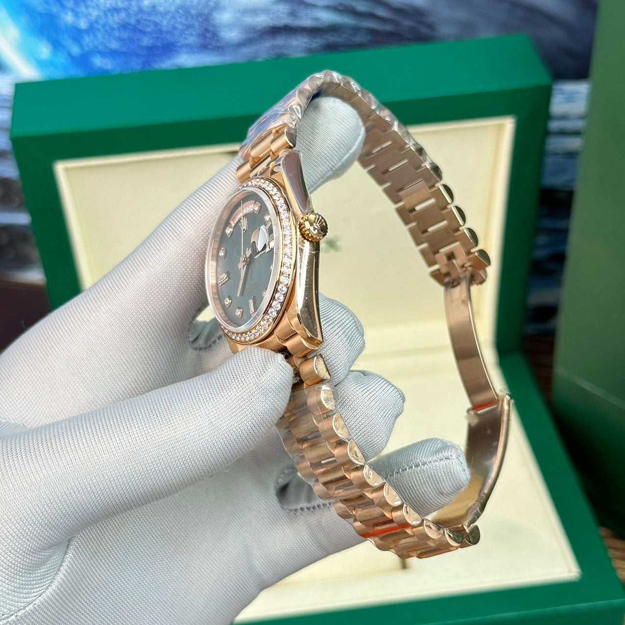 Rolex Day-Date Purple Mother of Pearl Dial Super Fake Watch BP Factory 40mm