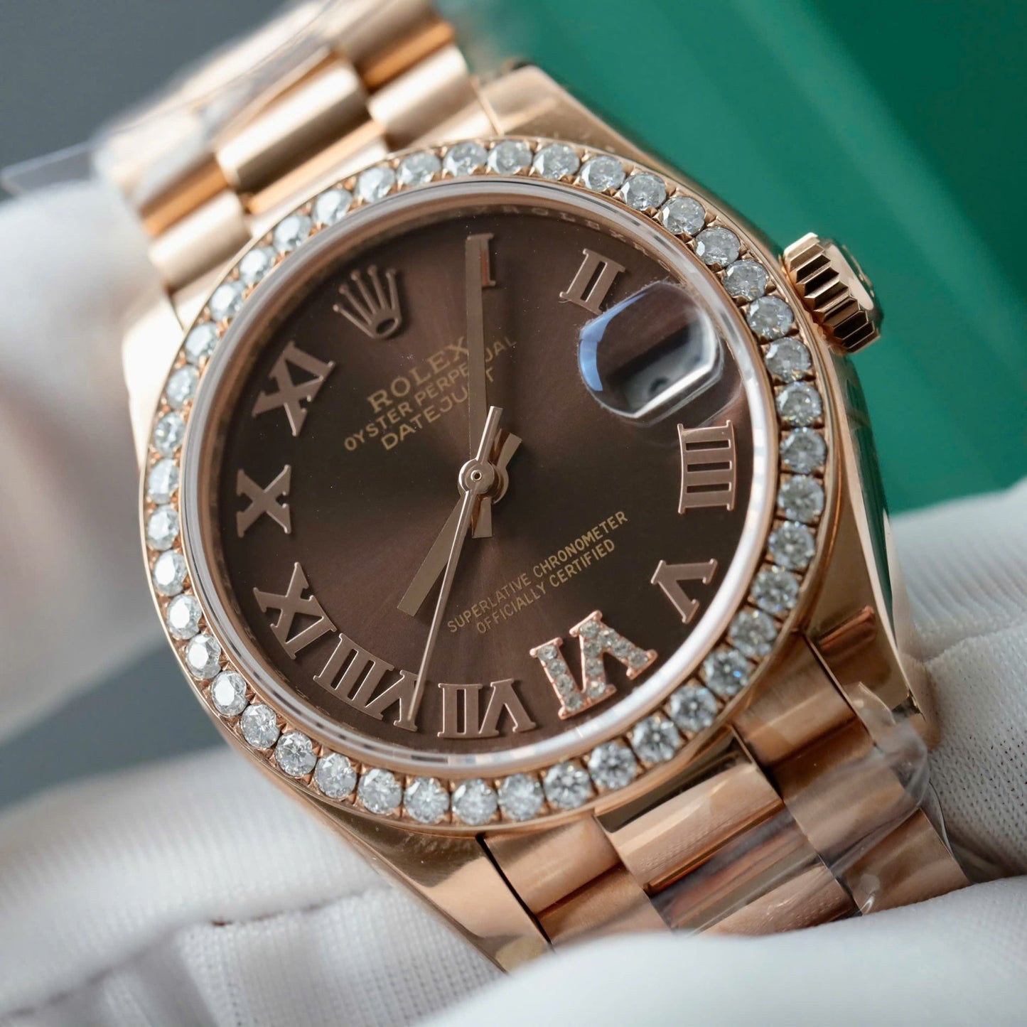 Rolex DateJust Women’s Copies Watch Diamonds Moissanite + 18K Gold Wrapped 31mm