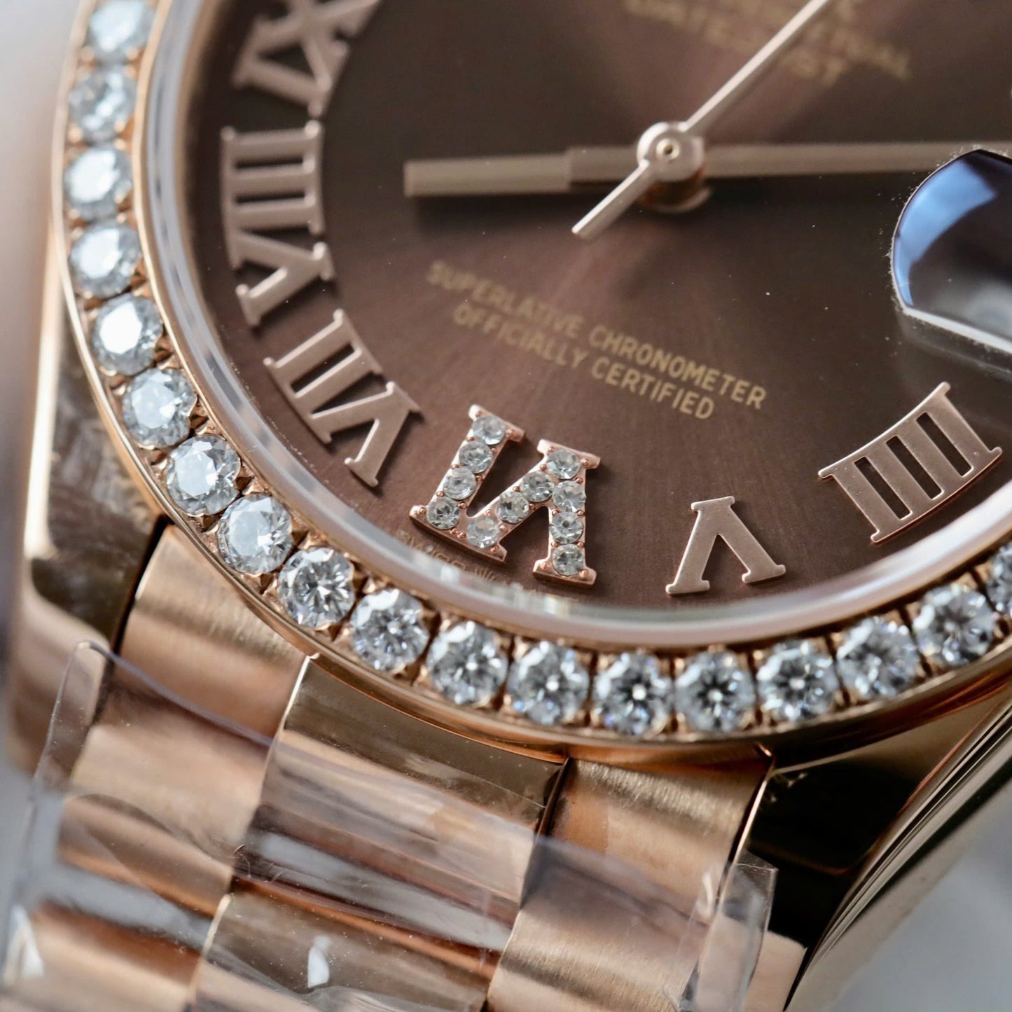Rolex DateJust Women’s Copies Watch Diamonds Moissanite + 18K Gold Wrapped 31mm